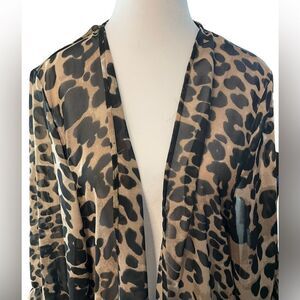 SHEER ANIMAL PRINT HI-LO JACKET, XL